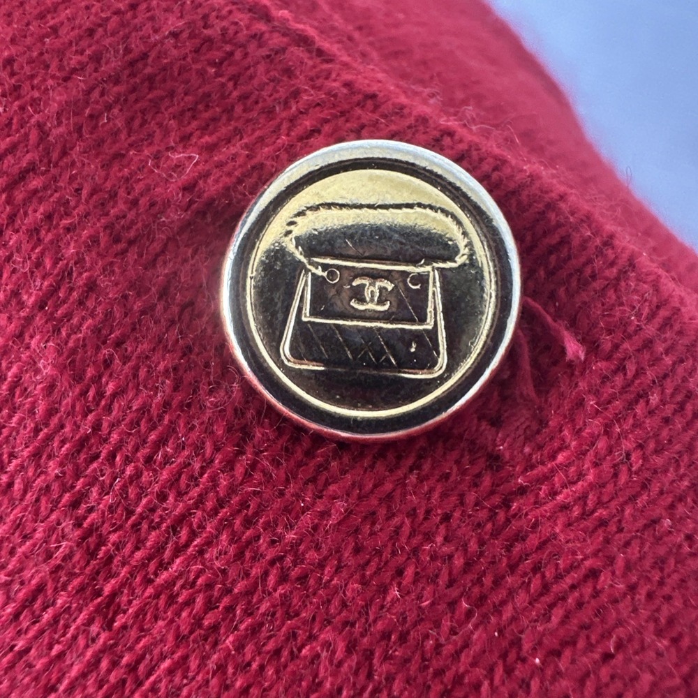 VTG 80s Chanel 100% Cashmere‎ Sweater Womens Large Red Made In Scotland Luxury - Picture 4 of 11